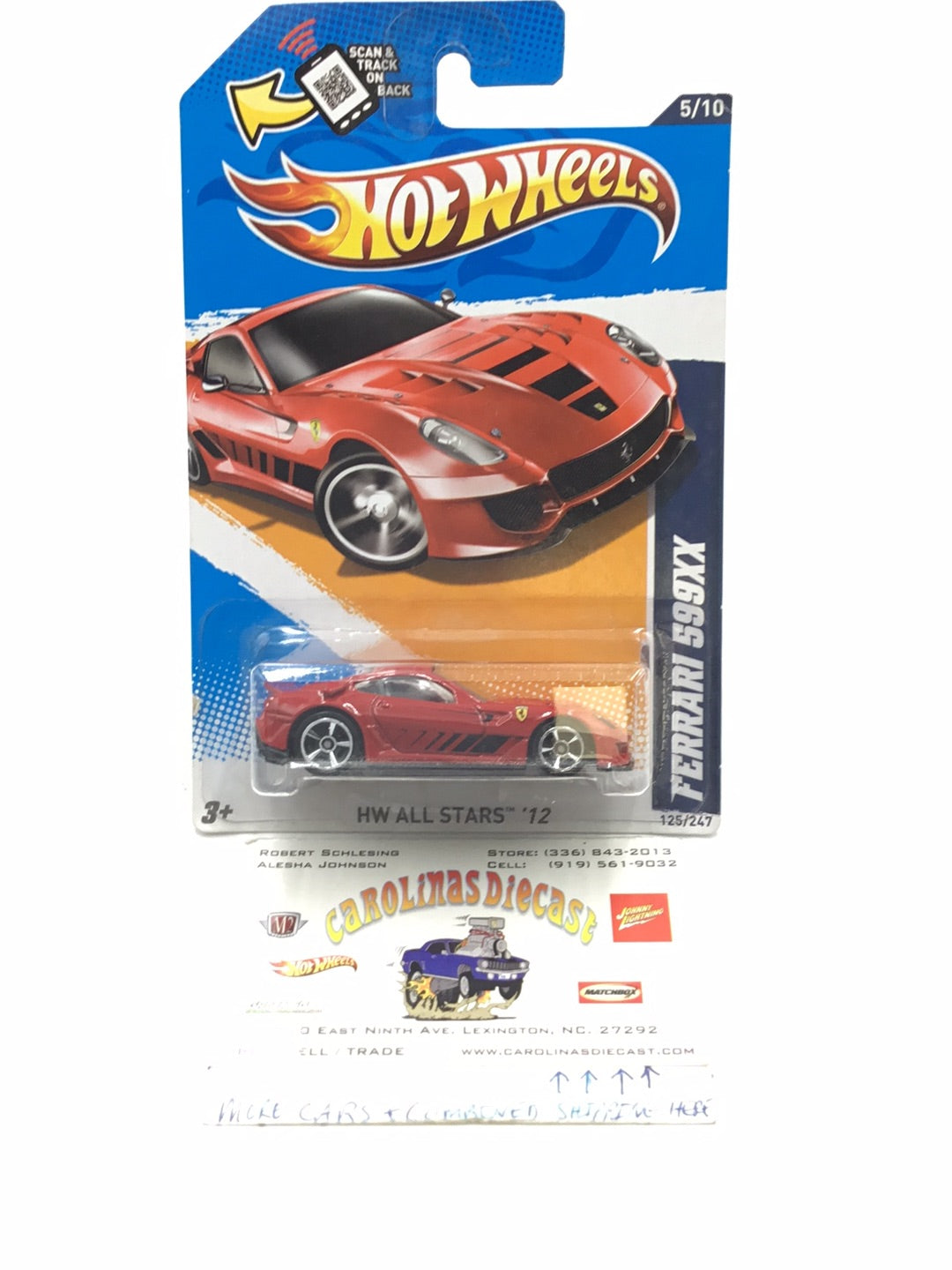 2012 Hot wheels #125 Ferrari 599XX with protector