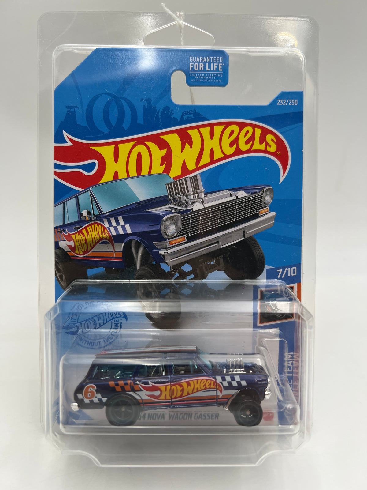 2021 Hot Wheels Super Treasure Hunt #232 64 Nova Wagon Gasser Blue W/Protector