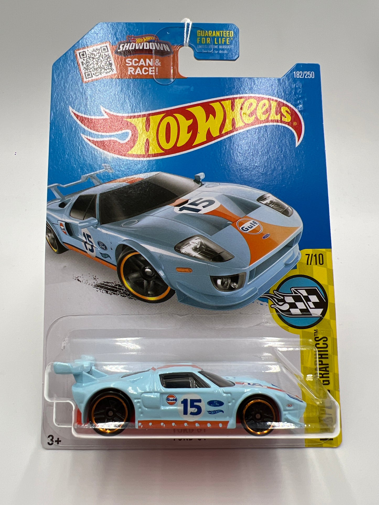 2016 Hot Wheels Speed Graphics #182 Ford GT Gulf Blue Card Not Perfect 22C