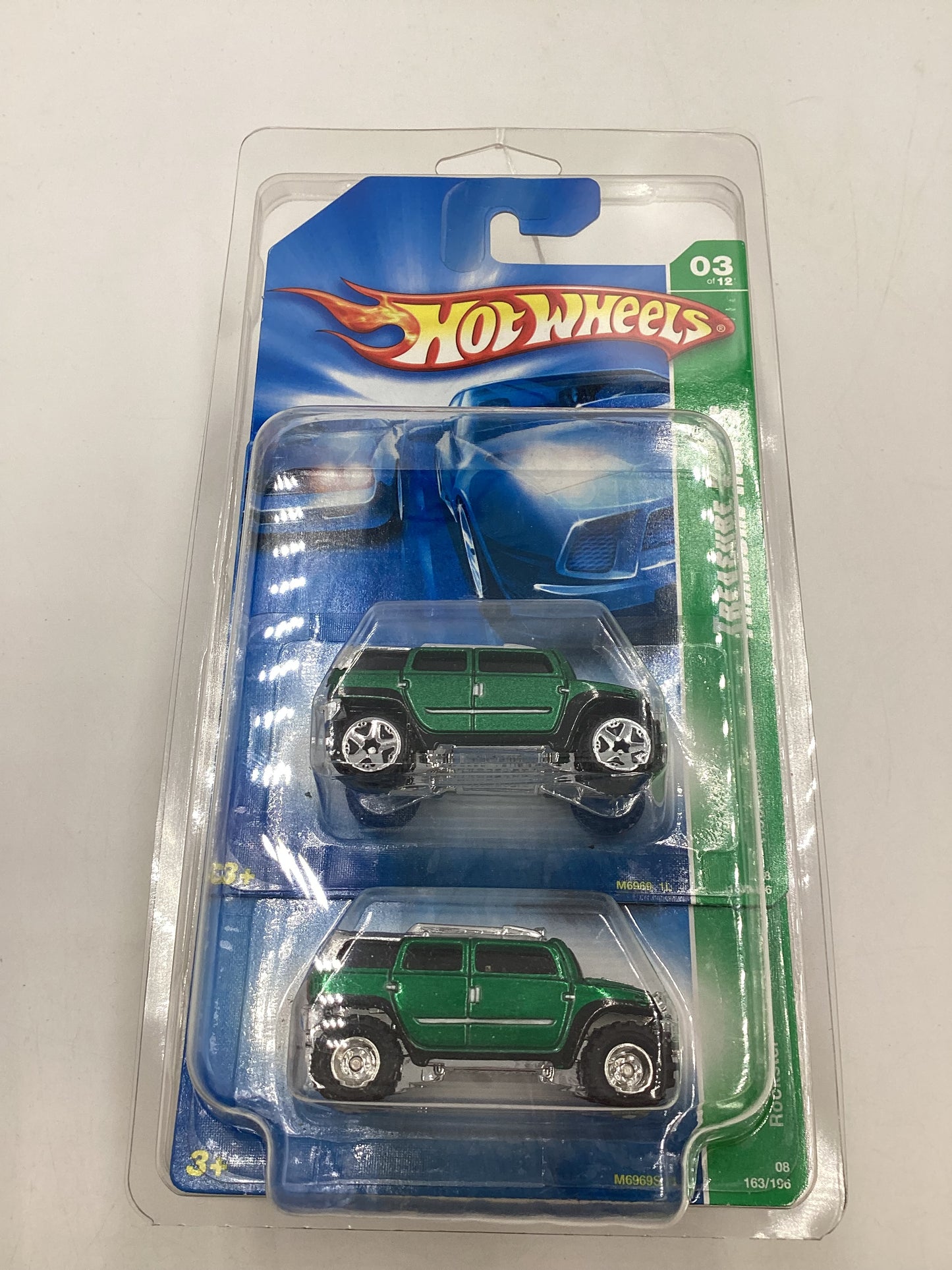 2008 Hot Wheels Super Treasure Hunt + Treasure Hunt Rockster Green #163 with protector