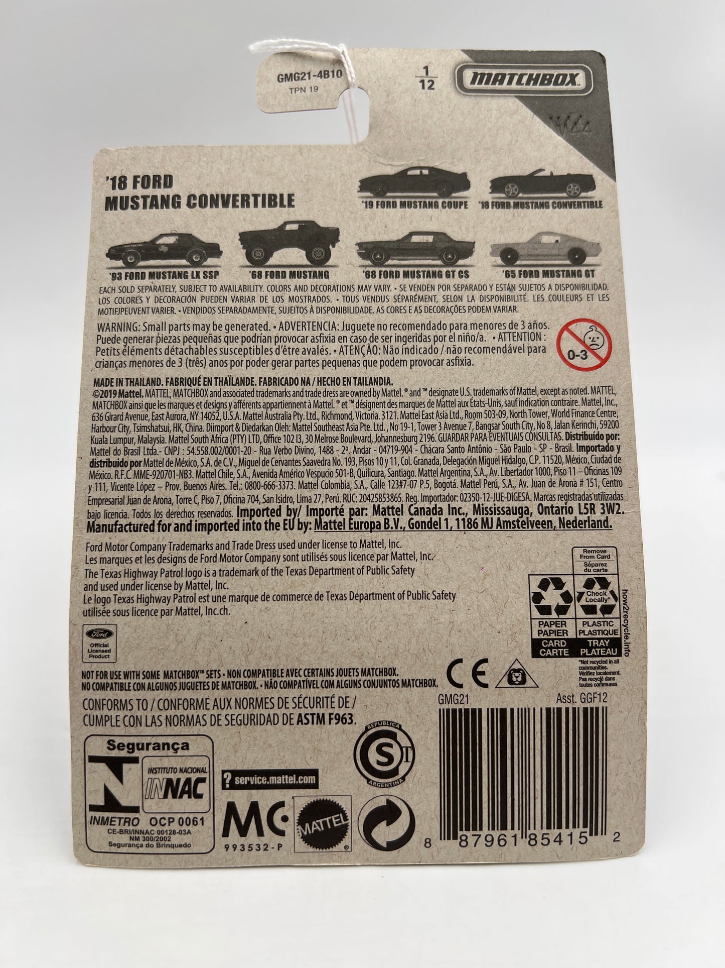 Matchbox Mustang Series #1 18 Ford Mustang Convertible Dark Red 155G