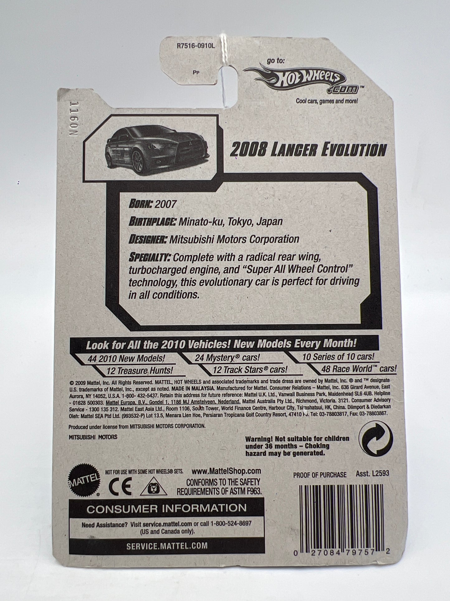 2010 Hot Wheels Nightburnerz #91 2008 Lancer Evolution Blue 92A