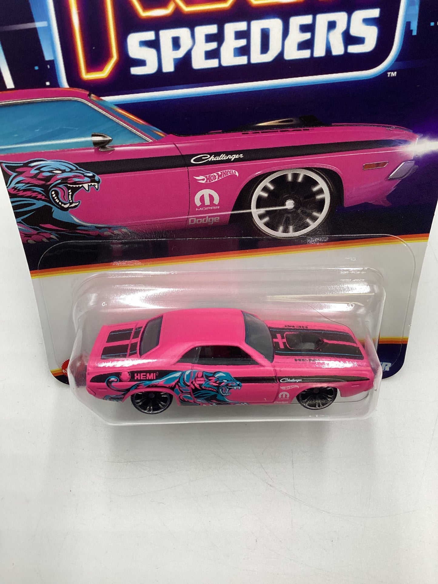 2025 Hot Wheels Neon Speeders #7 70 Dodge Hemi Challenger Pink