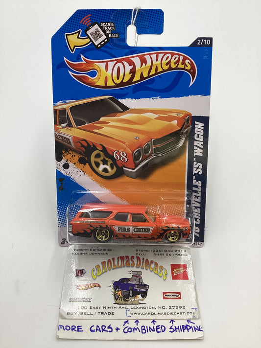 2012 Hot Wheels #132 70 Chevelle SS Wagon Orange