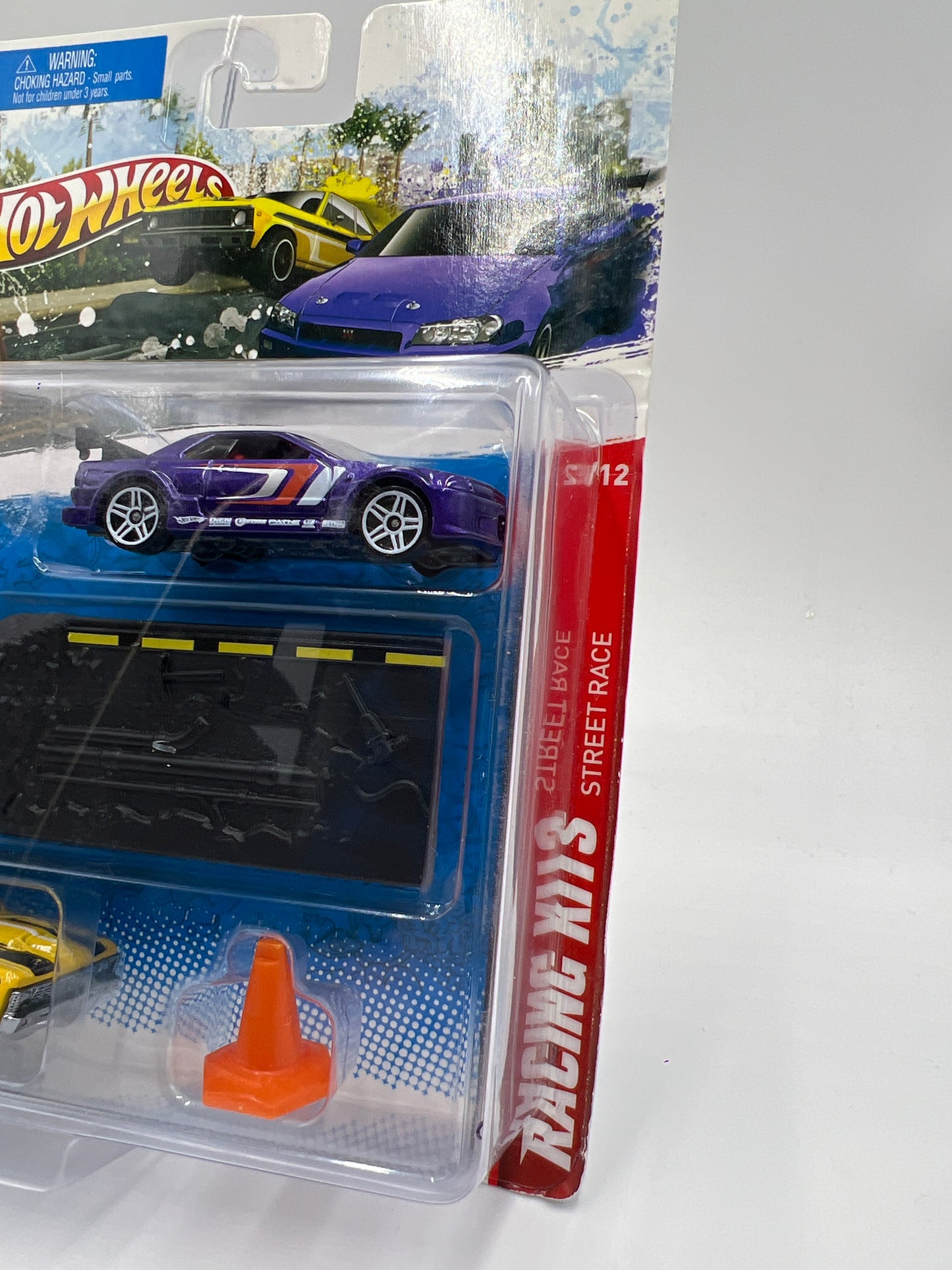 2011 Hot Wheels Racing Kits #3 Street Race Nissan Skyline R32 Purple / 68 Chevy Nova Yellow VHTF