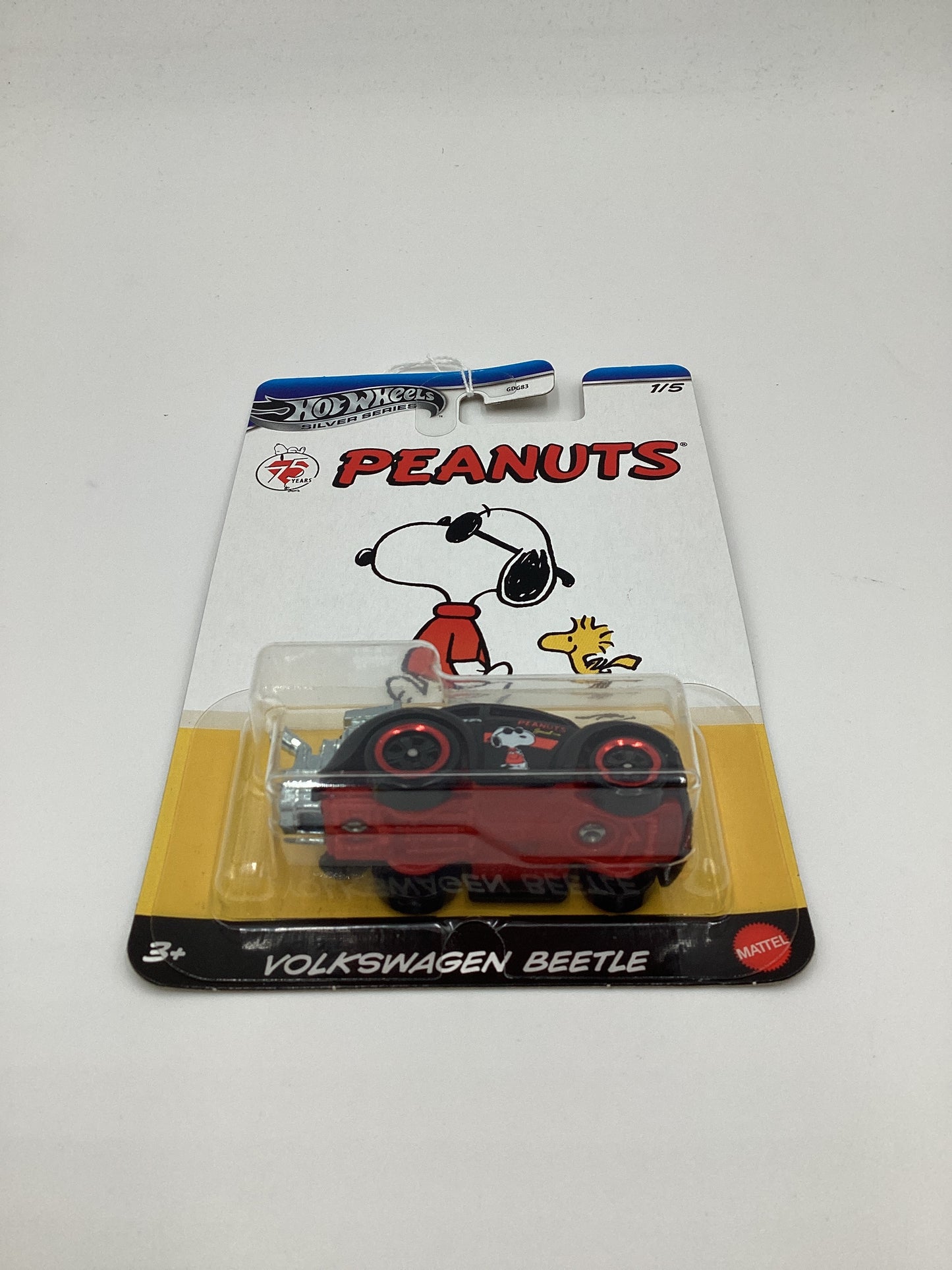 Hot Wheels Silver Series Peanuts 75 Years #1 Volkswagen Beetle Matte Black Snoopy 160K