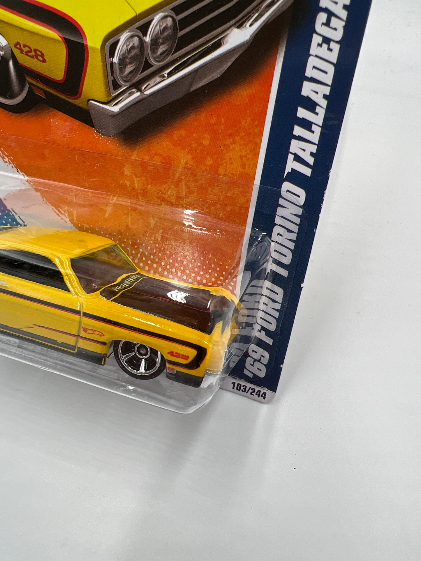 2011 Hot Wheels Muscle Mania #103 69 Ford Torino Talladega Yellow Walmart Exclusive W/Protector