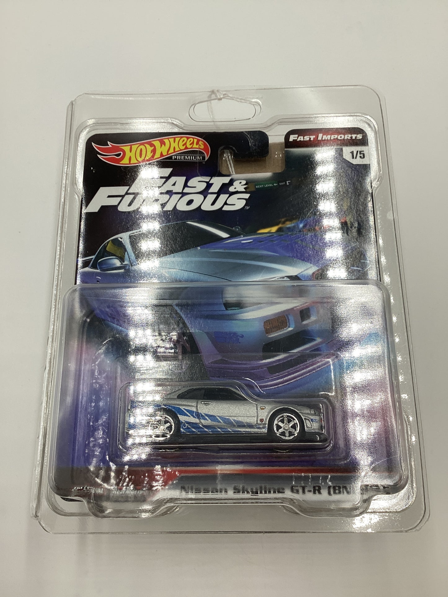 Hot Wheels Premium Fast & Furious Fast Imports #1 Nissan Skyline GT-R BNR34 Silver W/Protector