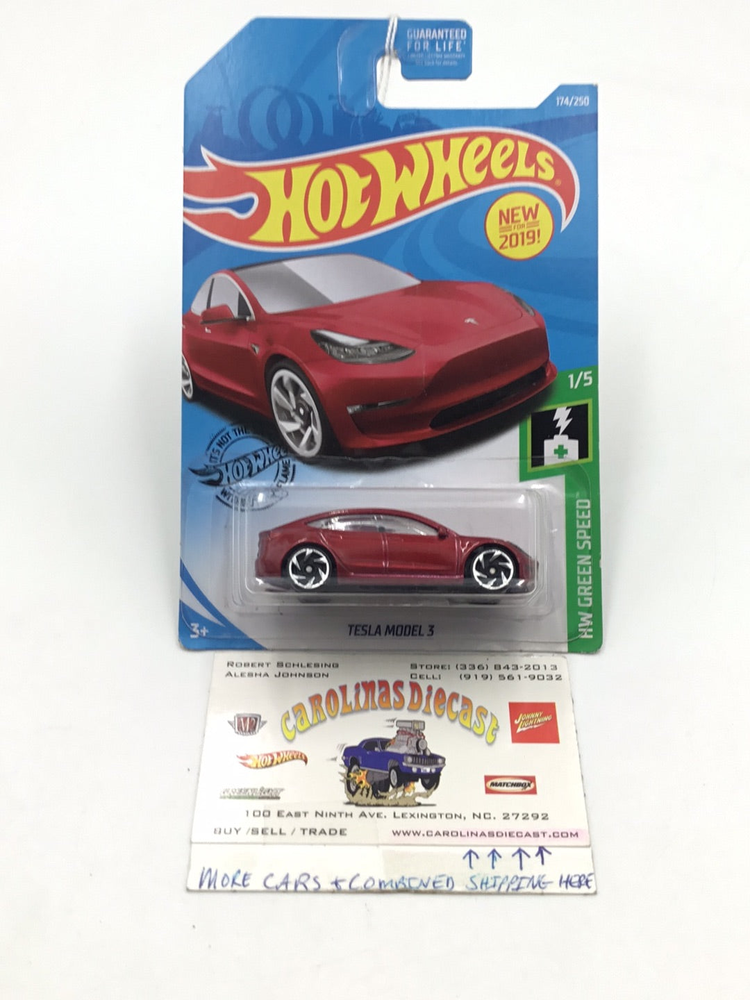 2019 Hot Wheels #174 Tesla Model 3 Red Y2