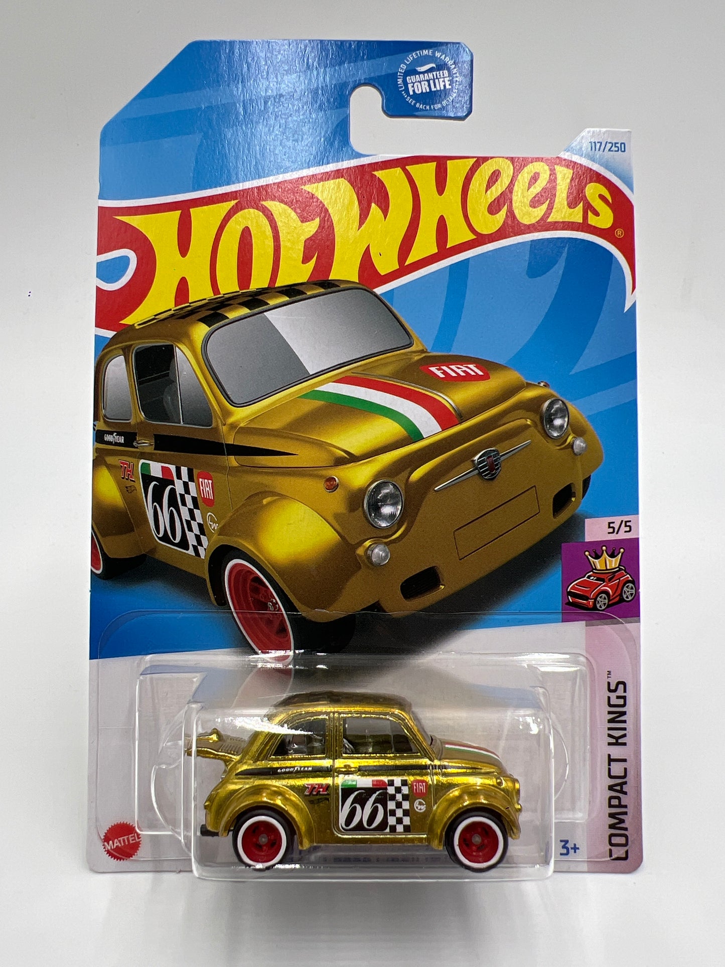 2024 Hot Wheels Super Treasure Hunt #117 60s Fiat 500D Modificado Gold W/Protector