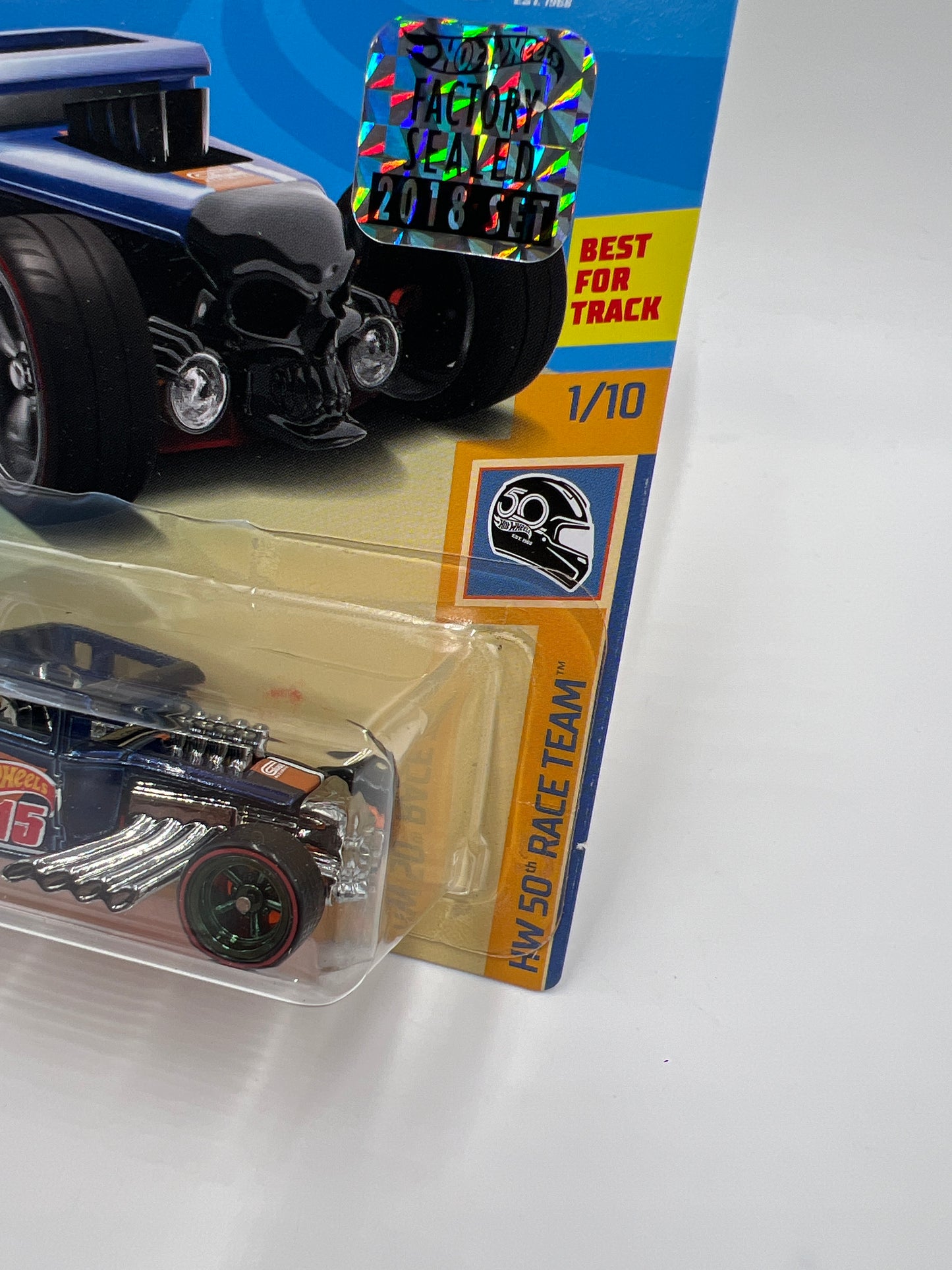 2018 Hot Wheels Factory Sealed Super Treasure Hunt Bone Shaker Blue Ultimate Chase W/Protector