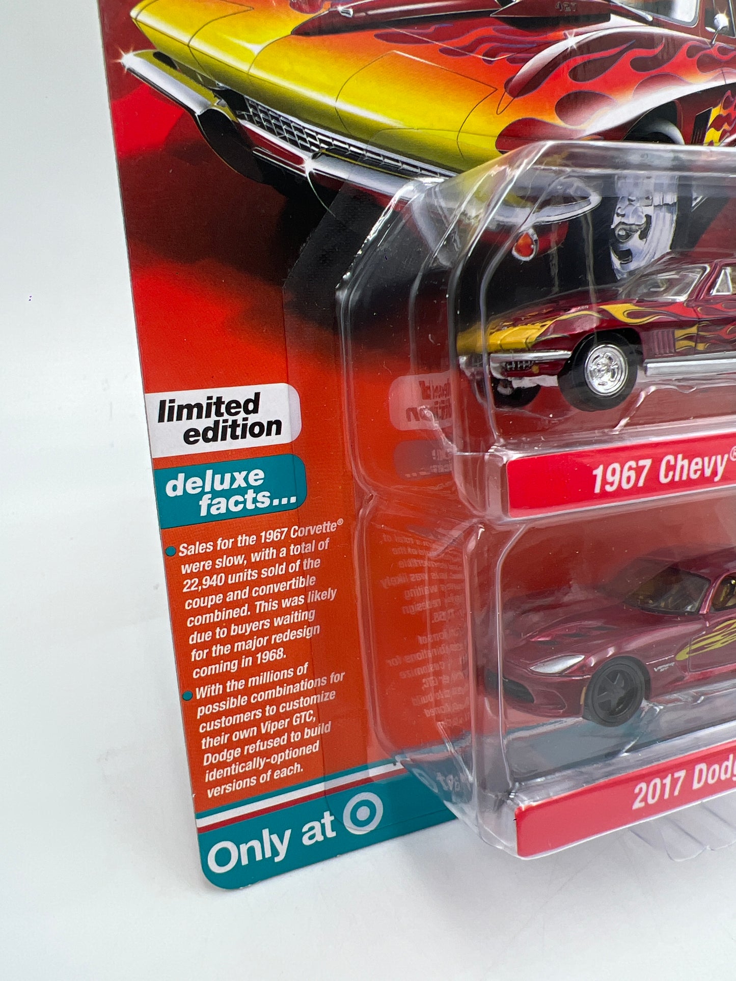 Auto World Target 2 Pack Ultra Red CHASE 1967 Chevy Corvette 427 & 2017 Dodge Viper GTC
