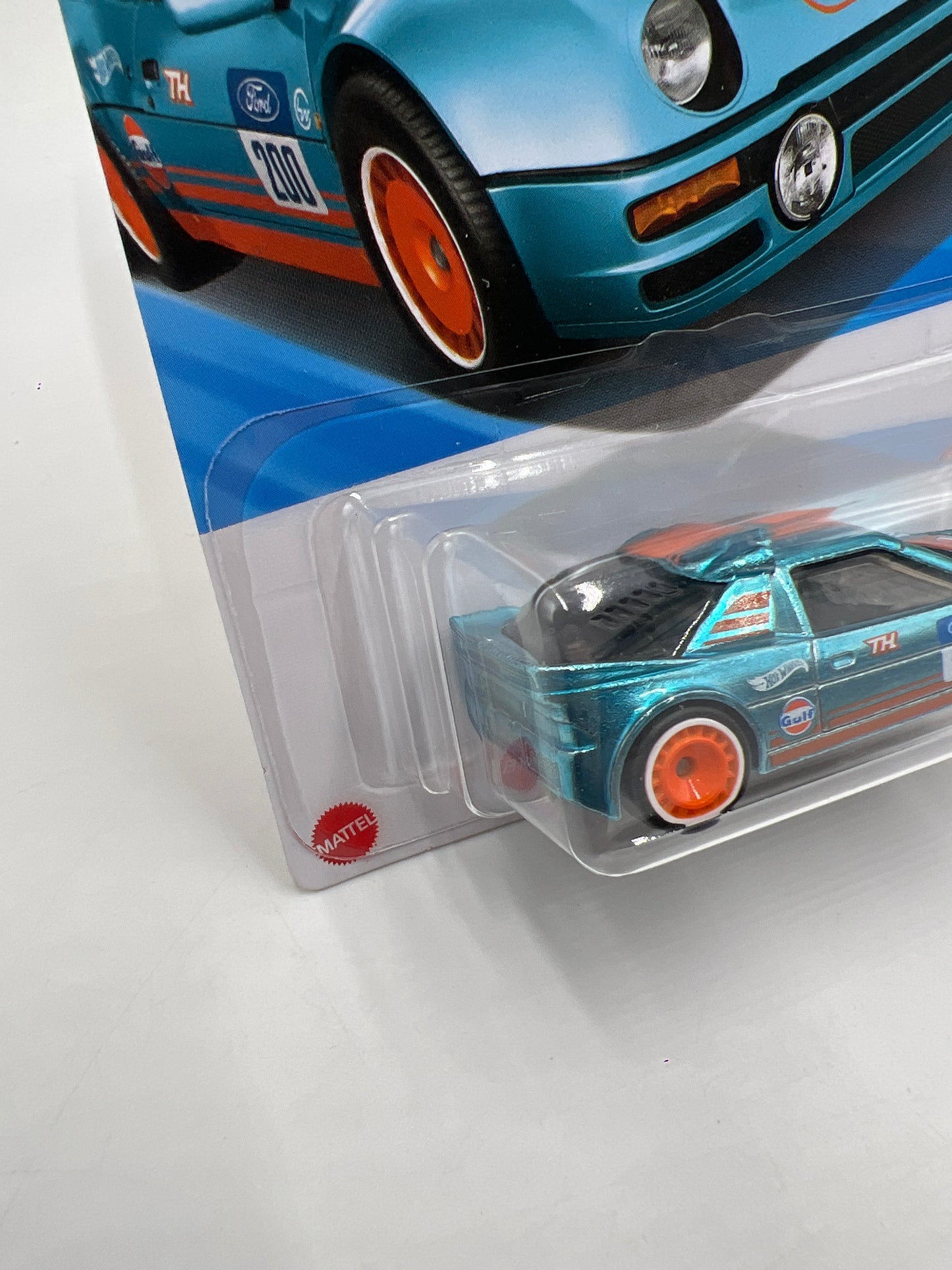 2025 Hot Wheels Super Treasure Hunt #247 Ford RS200 Gulf Blue W/Protector