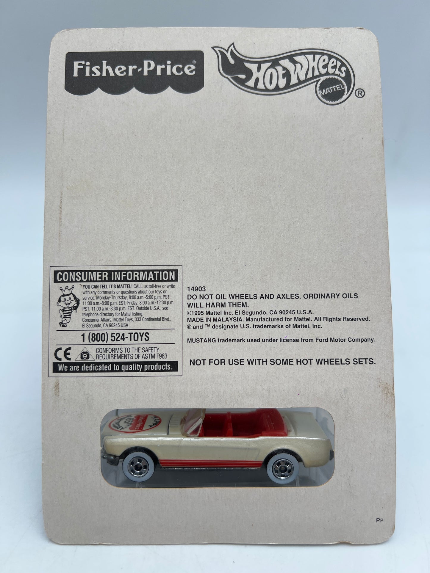 Hot Wheels Special Edition Fisher Price 65 Years 65 Mustang White W/Protector