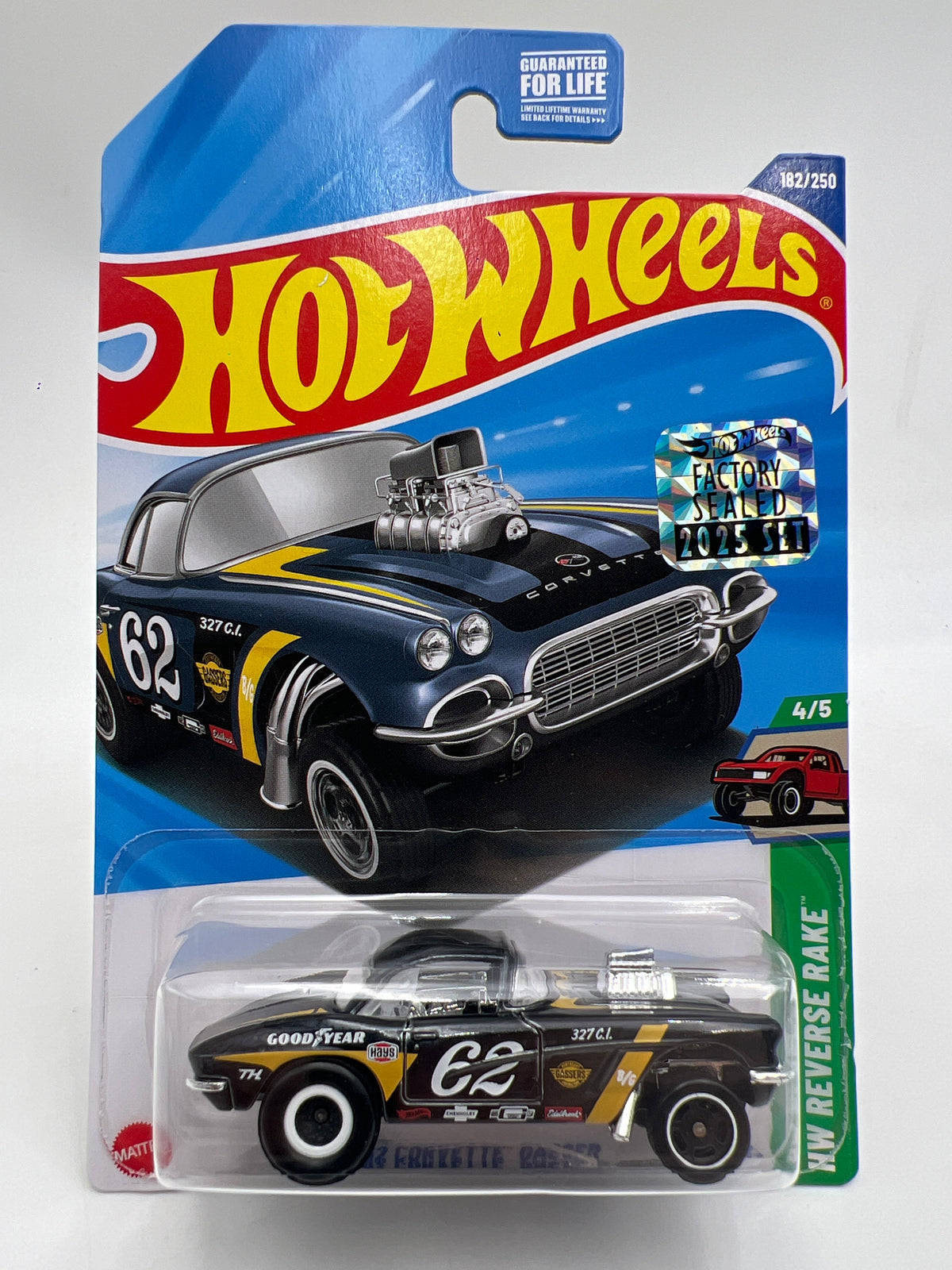 2025 Hot Wheels Factory Sealed Super Treasure Hunt & Mainline #182 62 Corvette Gasser W/Protector