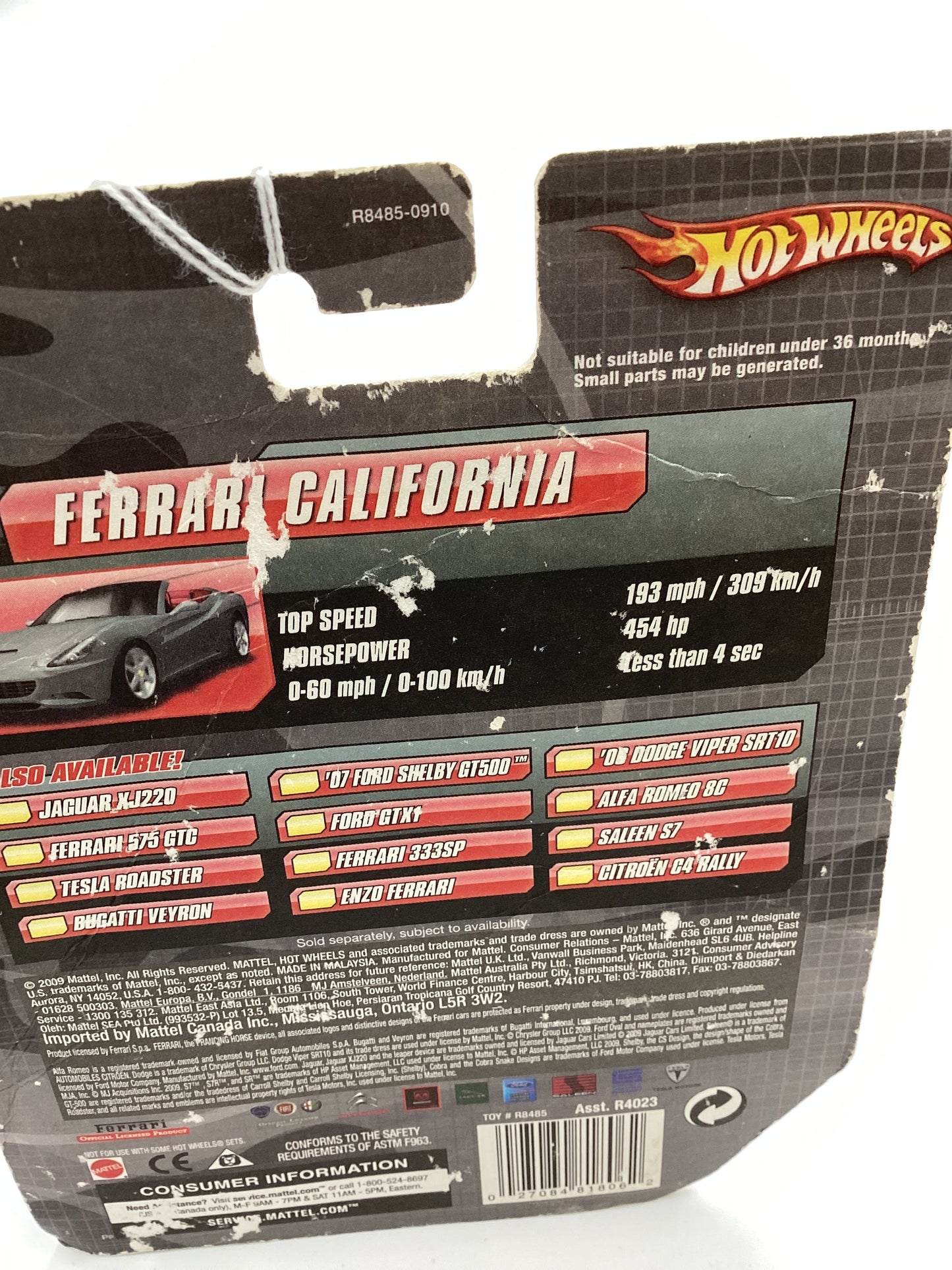 Hot wheels Speed Machines Ferrari California Gray *Bad Card*