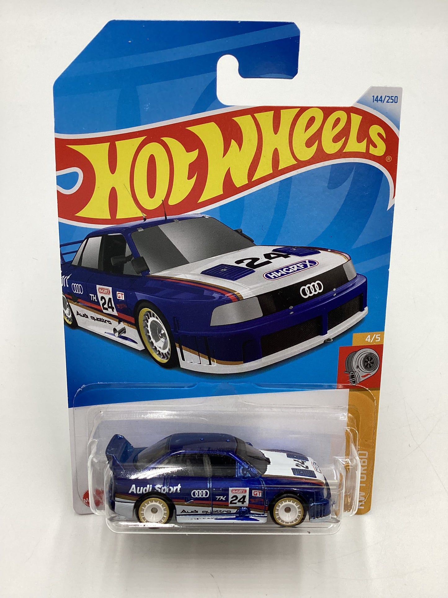 2024 Hot Wheels #144 Super Treasure Hunt Audi 90 Quattro Blue W/Protector International Card