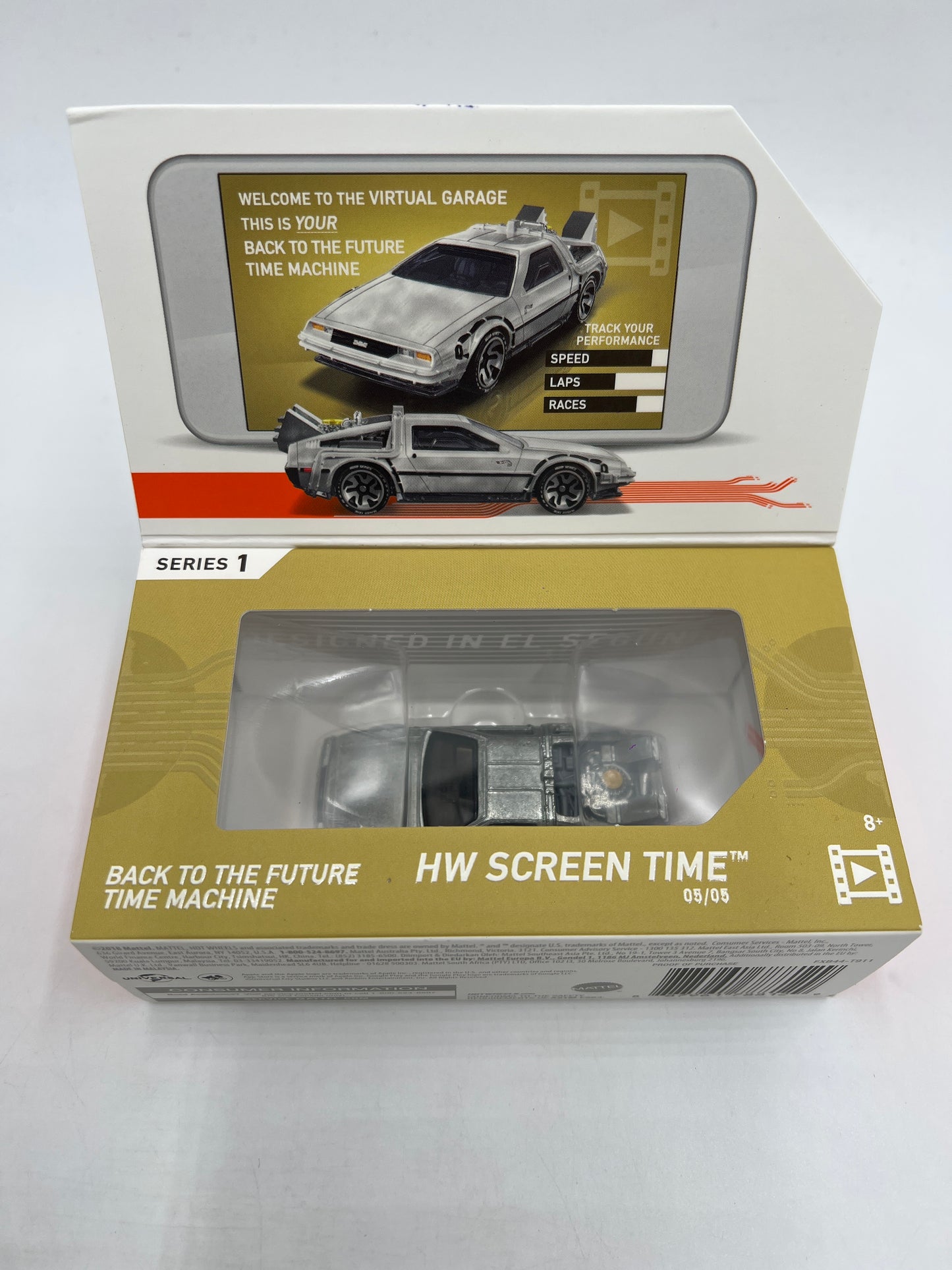 Hot Wheels iD Screen Time Series 1 #5 Back To The Future Time Machine Silver Sealed