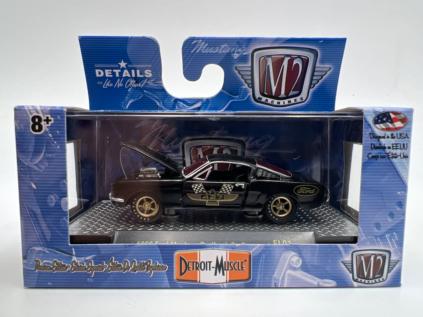 M2 Machines FL01 Fun Lines Exclusive 1/2400 1966 Ford Mustang Fastback 2+2 Black