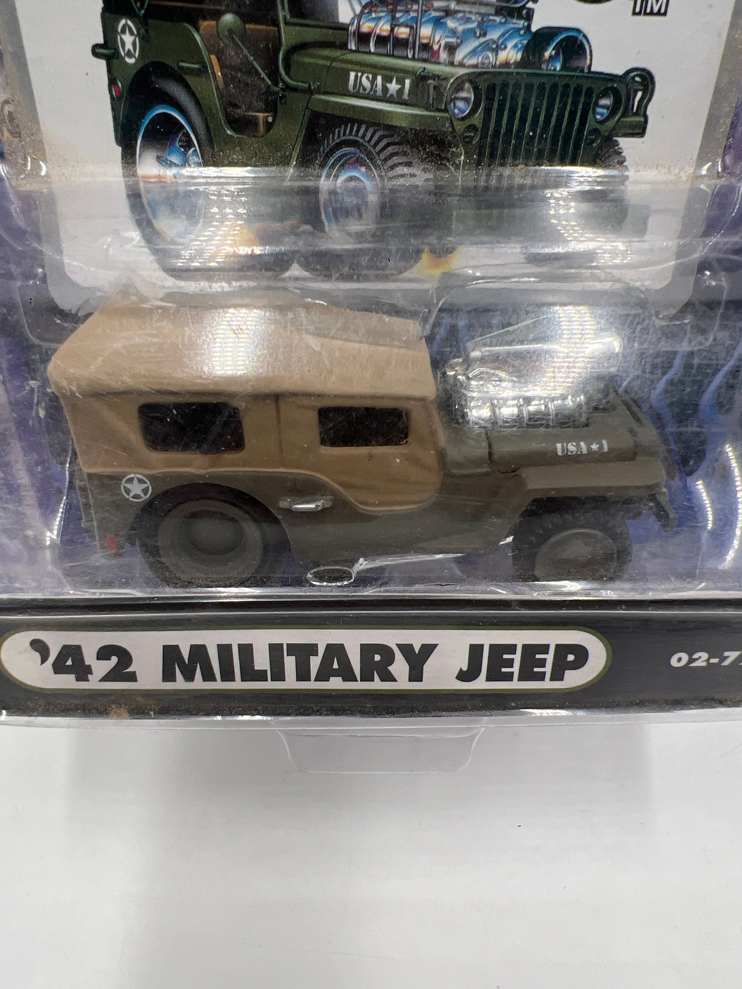 Muscle Machines 42 Military Jeep Green 02-72 *Bad Card* 220E