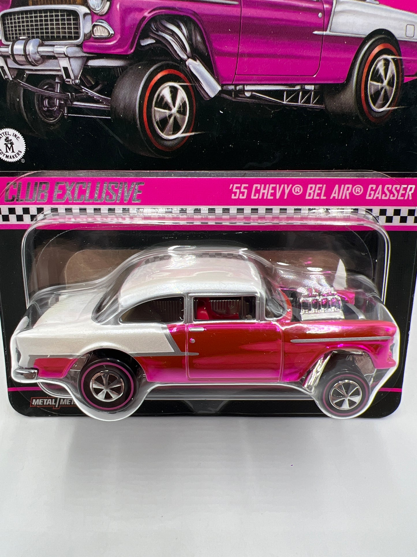 2025 Hot Wheels RLC Club Exclusive 55 Chevy Bel Air Gasser Pink W/Protector 2
