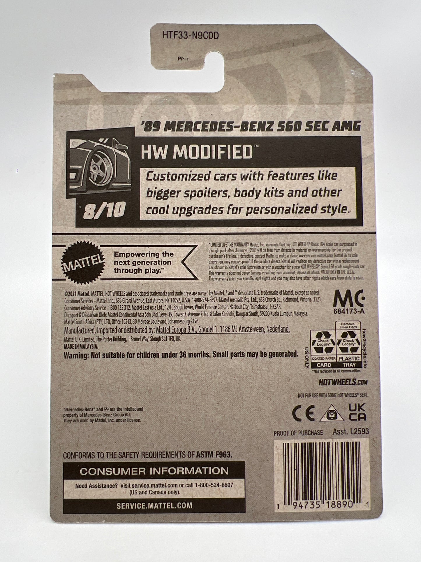 2024 Hot Wheels Super Treasure Hunt #82 89 Mercedes-Benz 560 SEC AMG Red W/Protector
