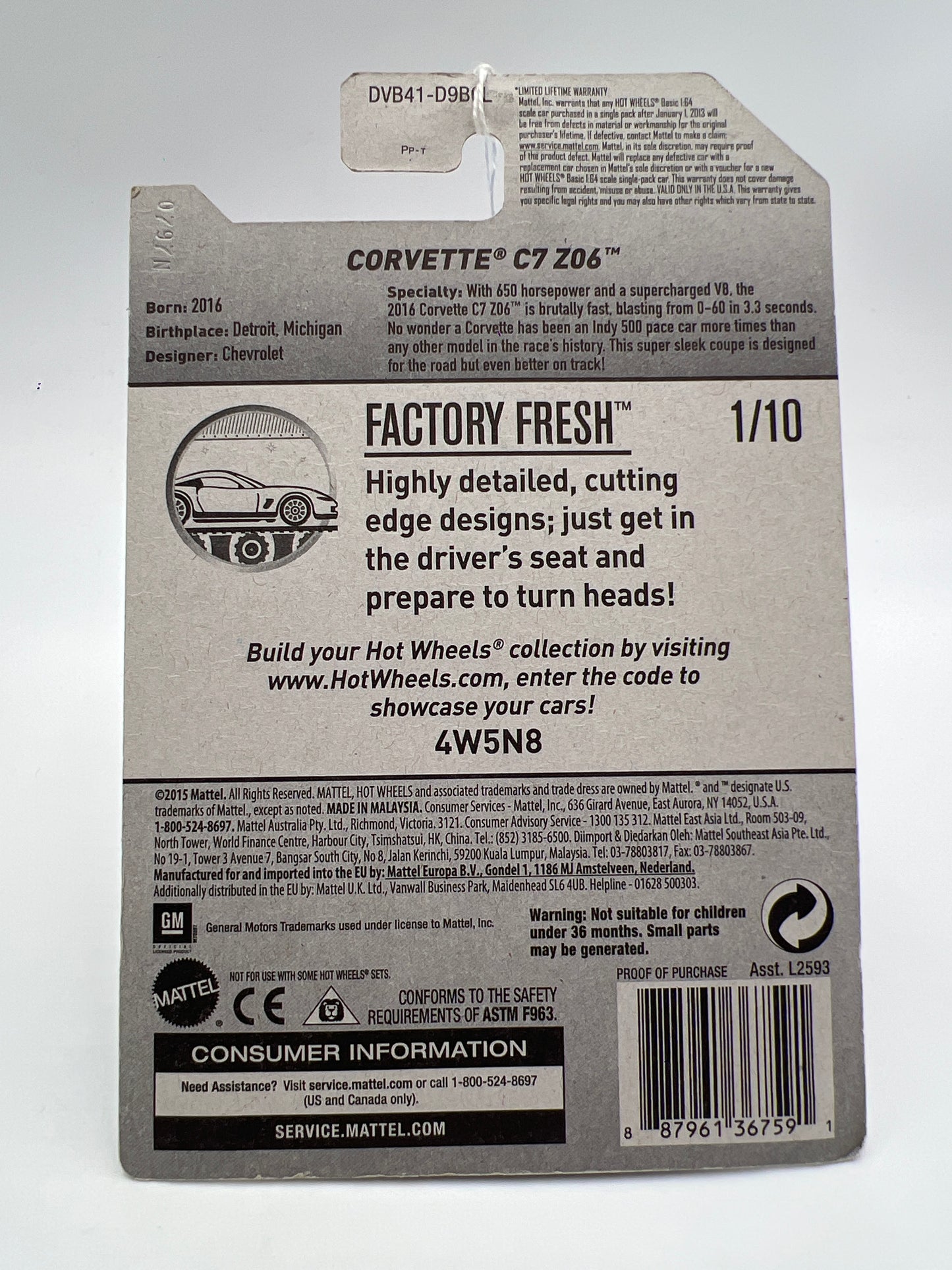 2017 Hot Wheels Factory Fresh #217 Corvette C7 Z06 Red