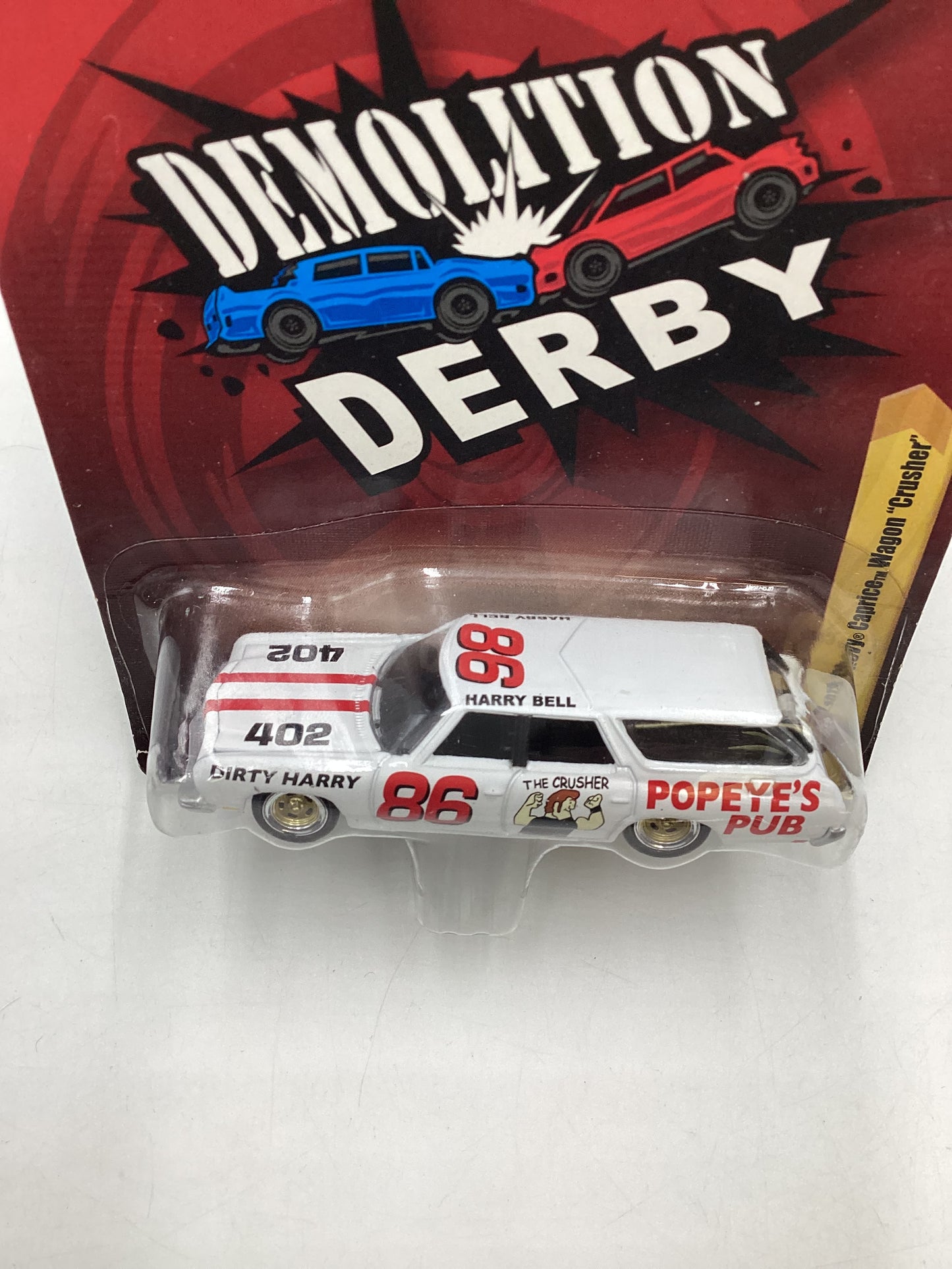 Johnny Lightning Demolition Derby #15 1973 Chevy Caprice Wagon Crusher White