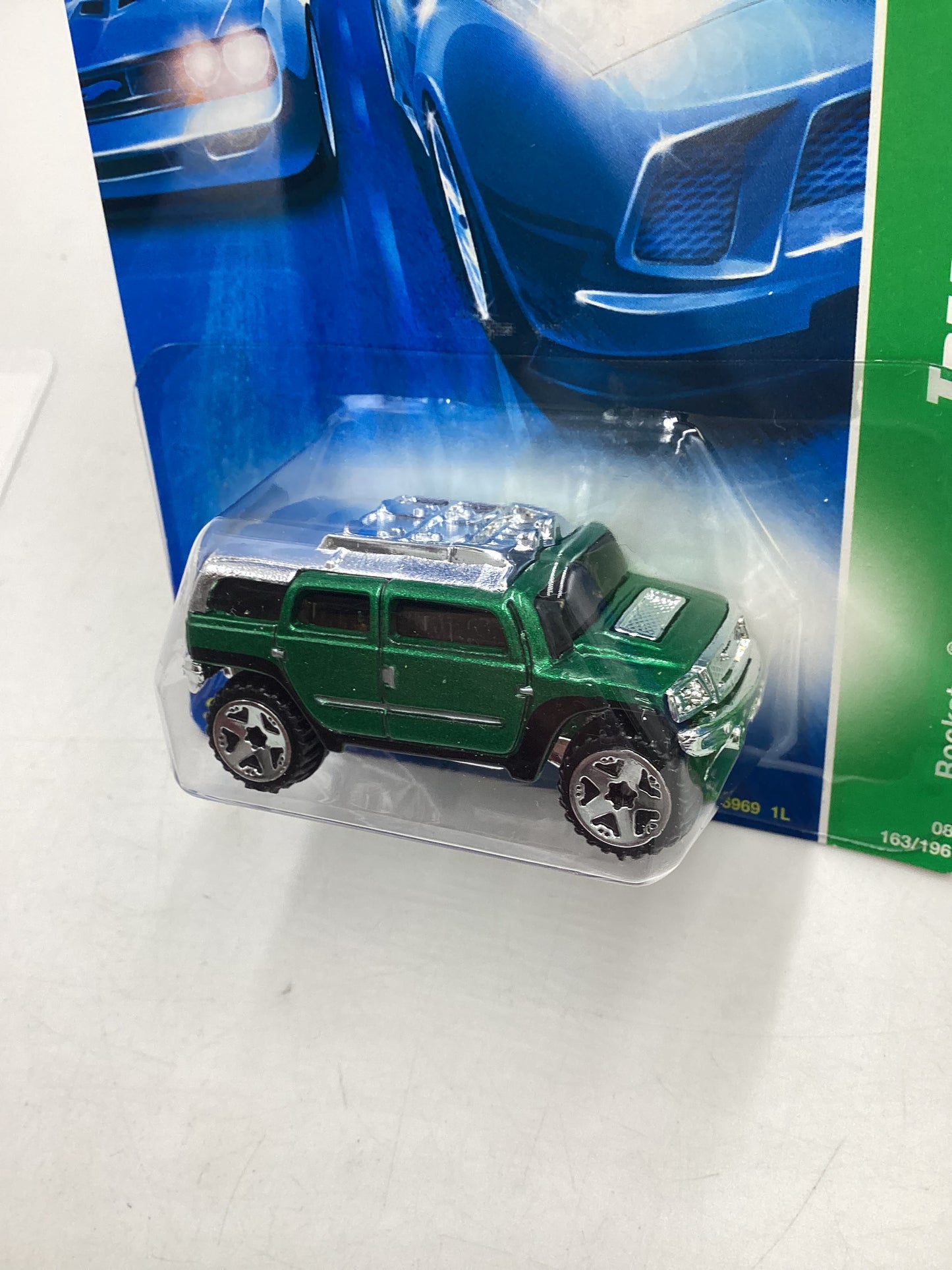 2008 Hot Wheels Super Treasure Hunt + Treasure Hunt Rockster Green #163 with protector