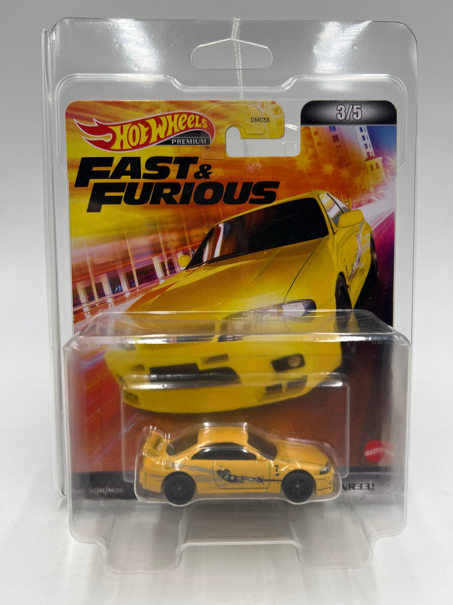 Hot Wheels Premium Fast & Furious #3 Nissan Skyline GT-R BCNR33 Yellow W/Protector