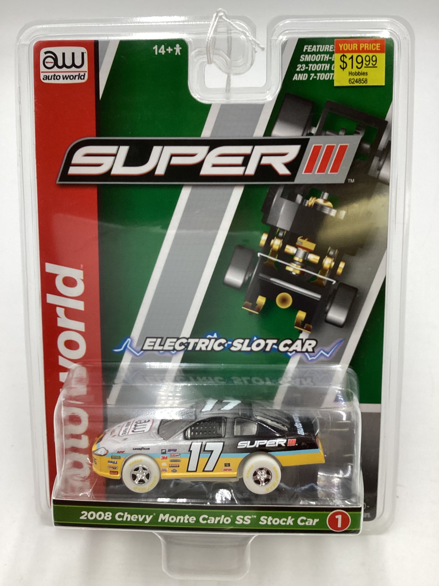 Auto world Super III electric slot car CHASE 2008 Chevy Monte Carlo SS Stock Car #1