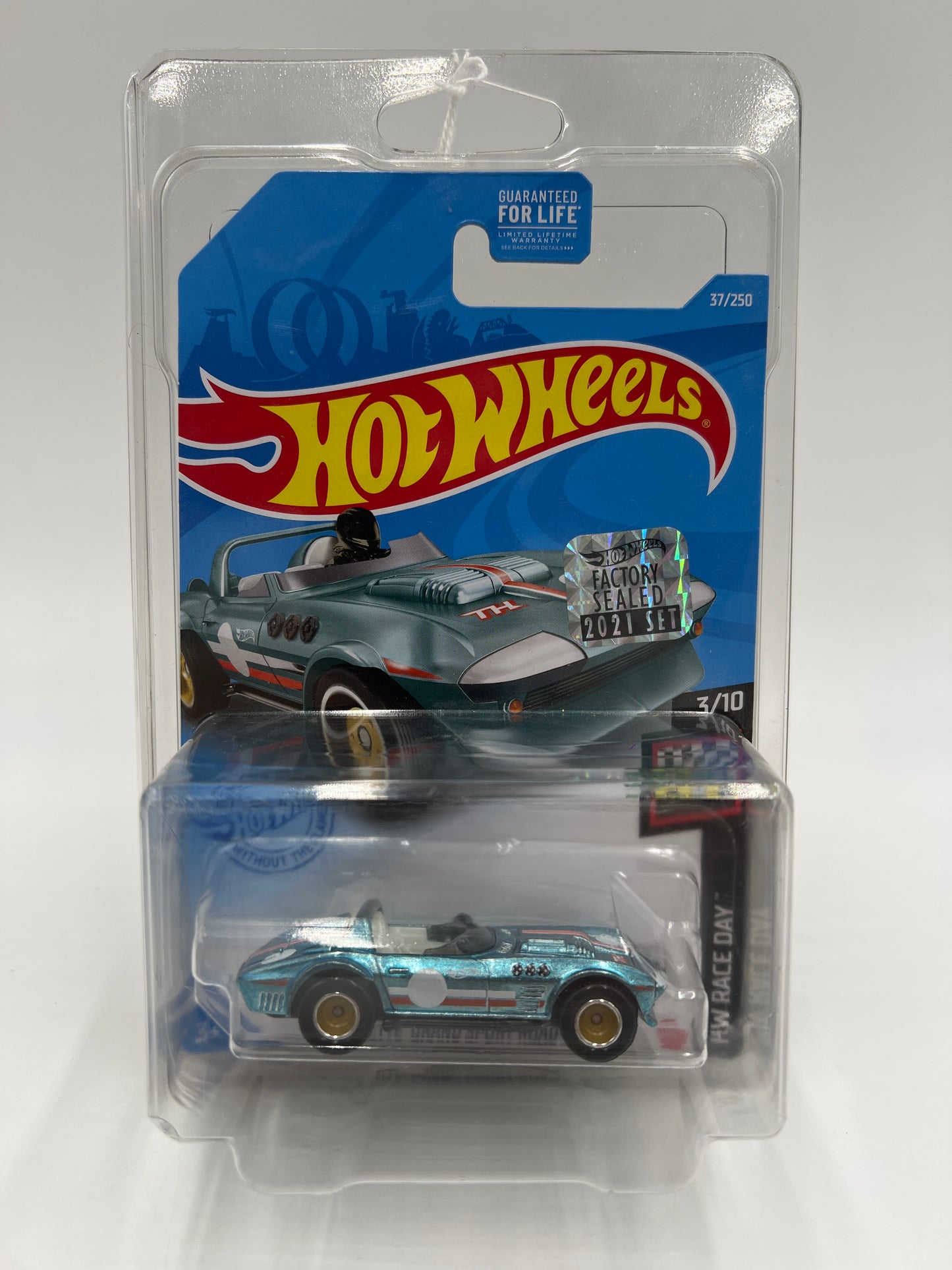 2021 Hot Wheels Factory Sealed Super Treasure Hunt #37 Corvette Grand Sport Roadster Light Blue W/Protector