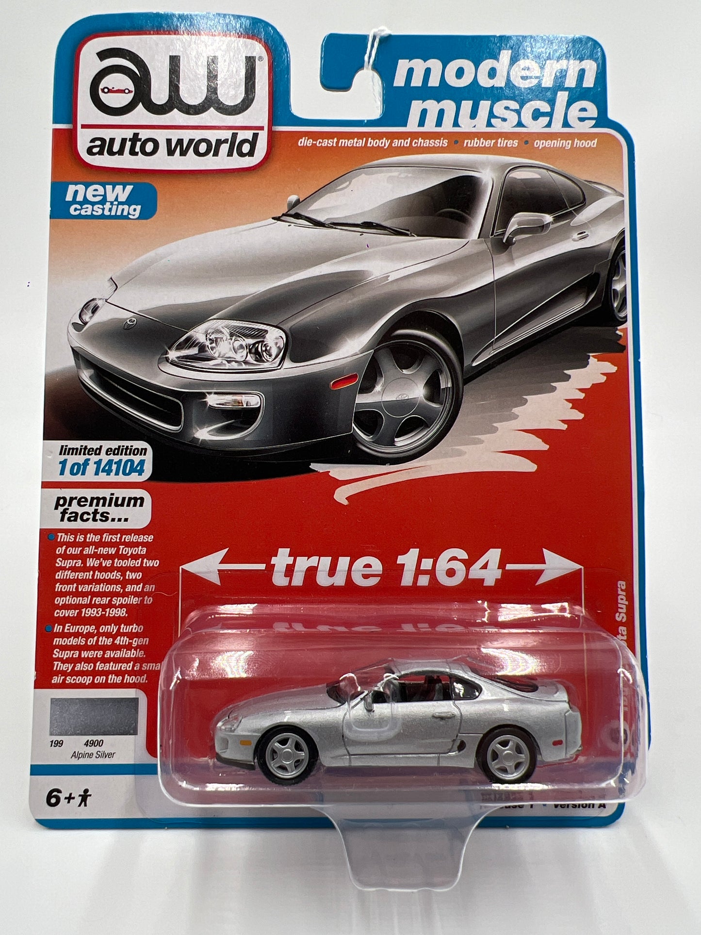 Auto World Modern Muscle Release 1 Version A 1993 Toyota Supra Alpine Silver 232E