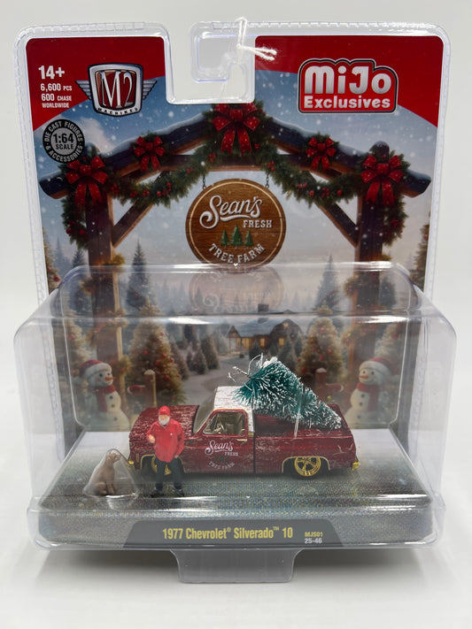 M2 Machines MiJo Exclusives Diorama CHASE Seans Fresh Tree Farm 1977 Chevrolet Silverado 10 Red MJS01
