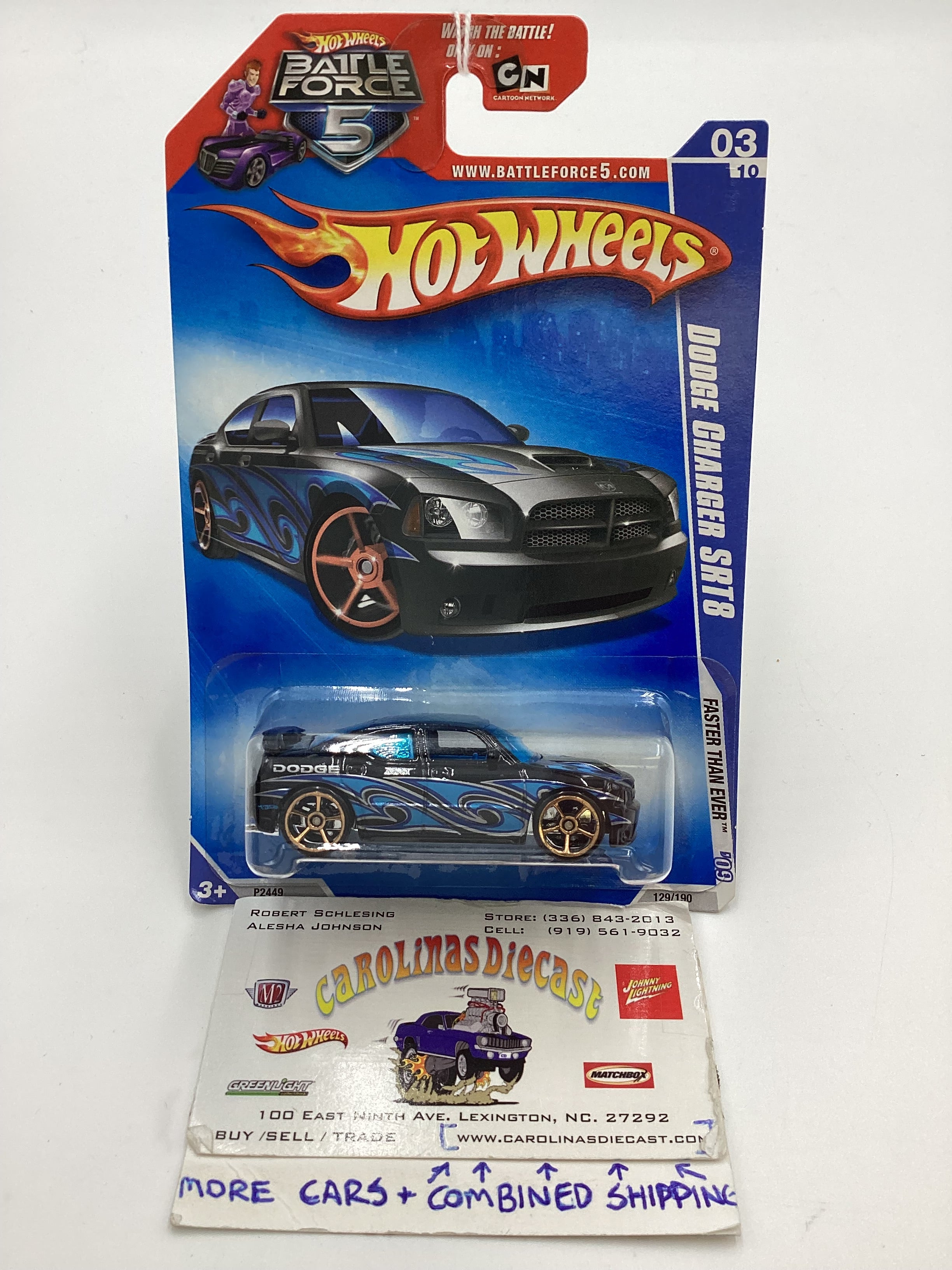 2009 Hot Wheels #129 Dodge Charger SRT8 Black Battle Force 5 Card –  carolinasdiecast