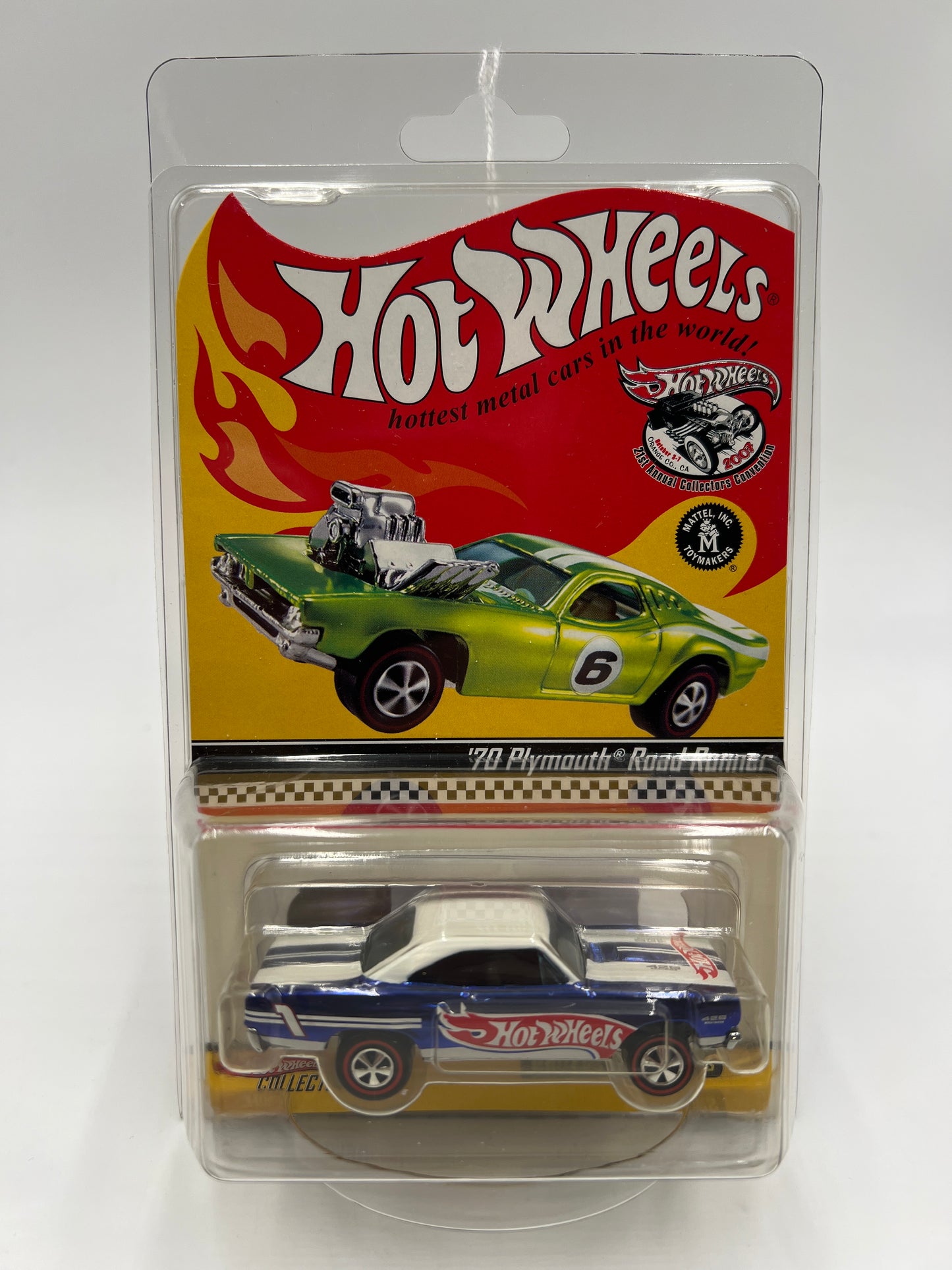 2007 Hot Wheels 21st Annual Collectors Convention 1628/10000 70 Plymouth Road Runner Blue W/Protector