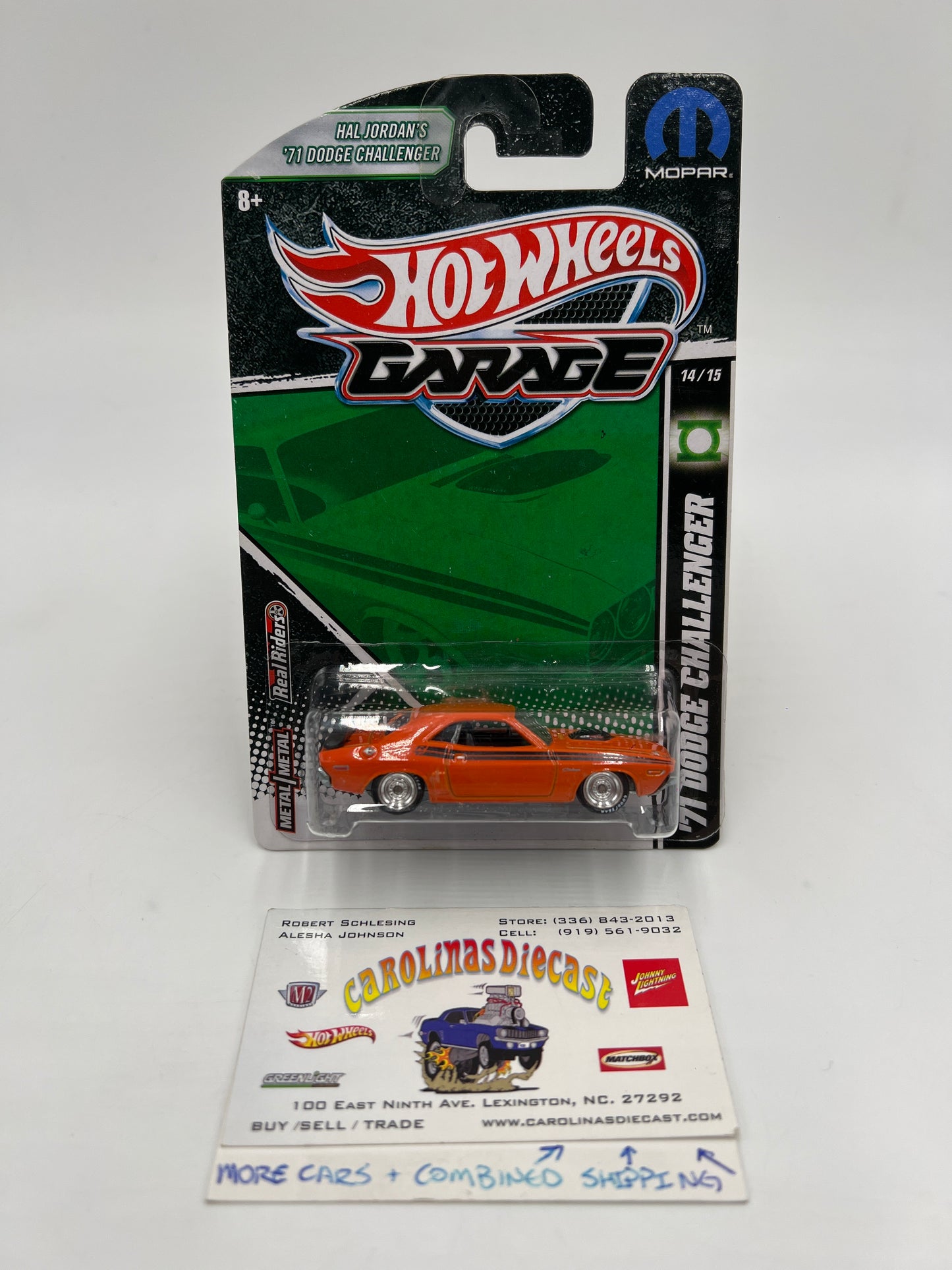 Hot Wheels Premium Garage Series #14 Green Lantern Hal Jordans 71 Dodge Challenger Orange W/Protector