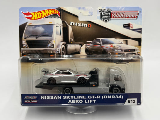 Hot Wheels Car Culture Team Transport #12 Nismo Nissan Skyline GT-R BNR34 & Aero Lift W/Protector