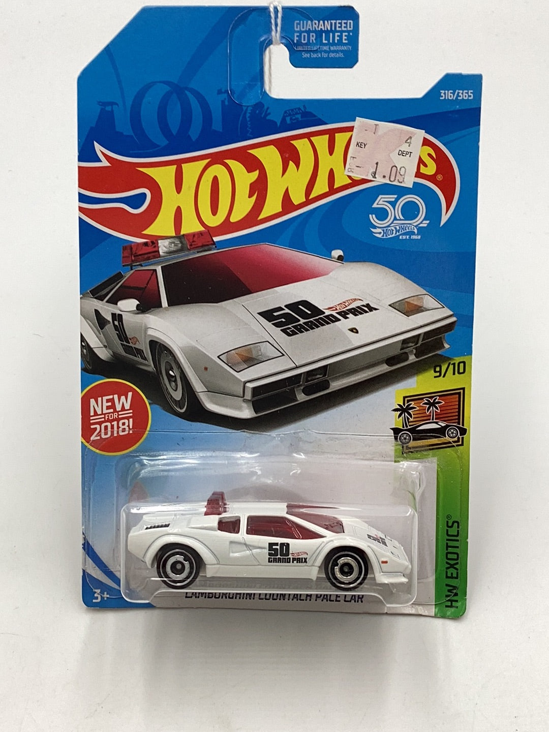 2018 Hot Wheels #316 Lamborghini Countach Pace Car White 102I