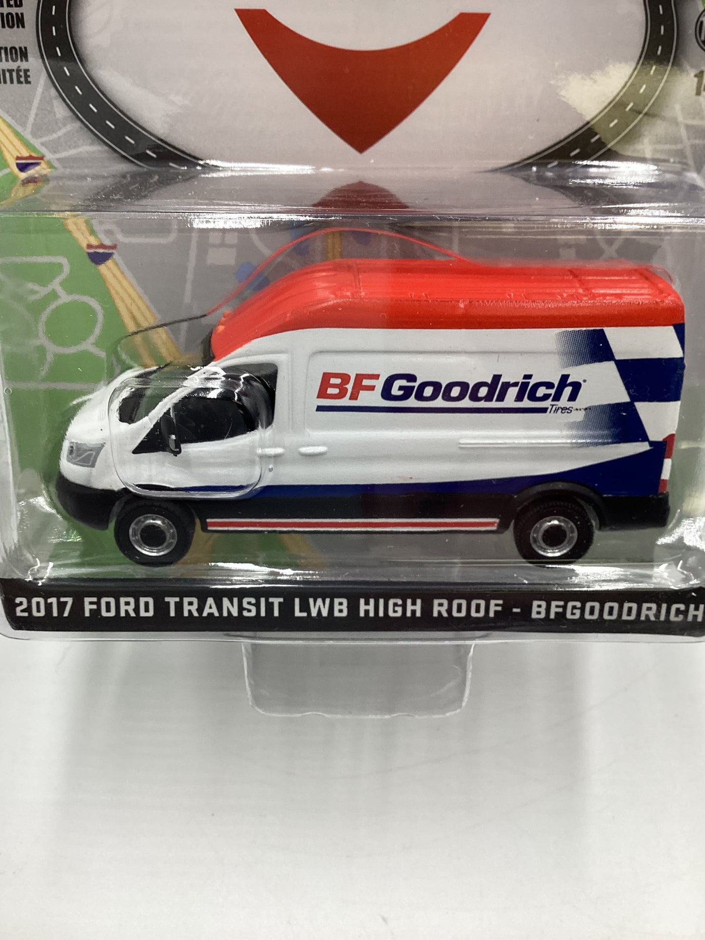 Greenlight Route Runners Series 4 BF Goodrich 2017 Ford Transit LWB High Roof White 180E