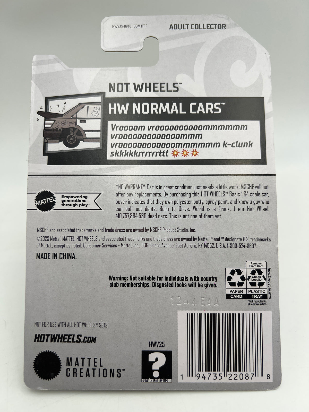 2024 Hot Wheels Mattel Creations x MSCHF Not Wheels W/Protector