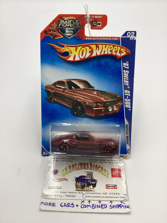 2009 Hot Wheels #078 67 Shelby GT-500 Maroon Battle Force 5 Card 25D