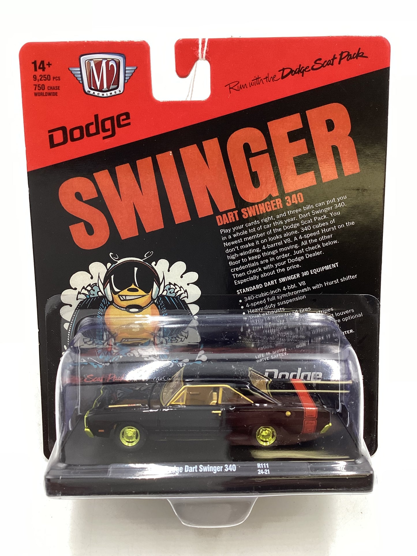 2024 M2 MACHINES Auto Drivers CHASE 1969 Dodge Dart Swinger 340 Black R111