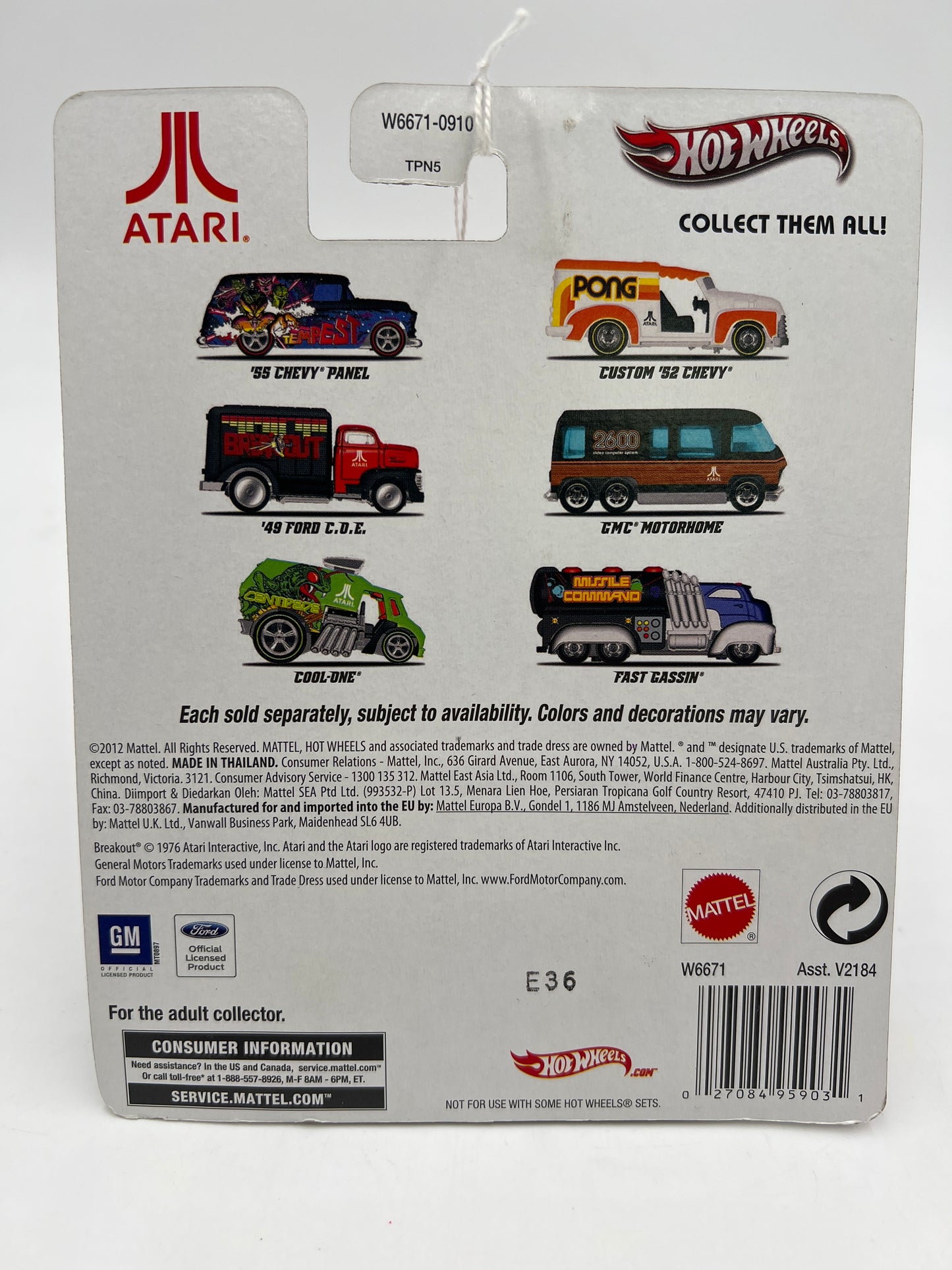 Hot Wheels Pop Culture Atari Breakout 49 Ford C.O.E 263i