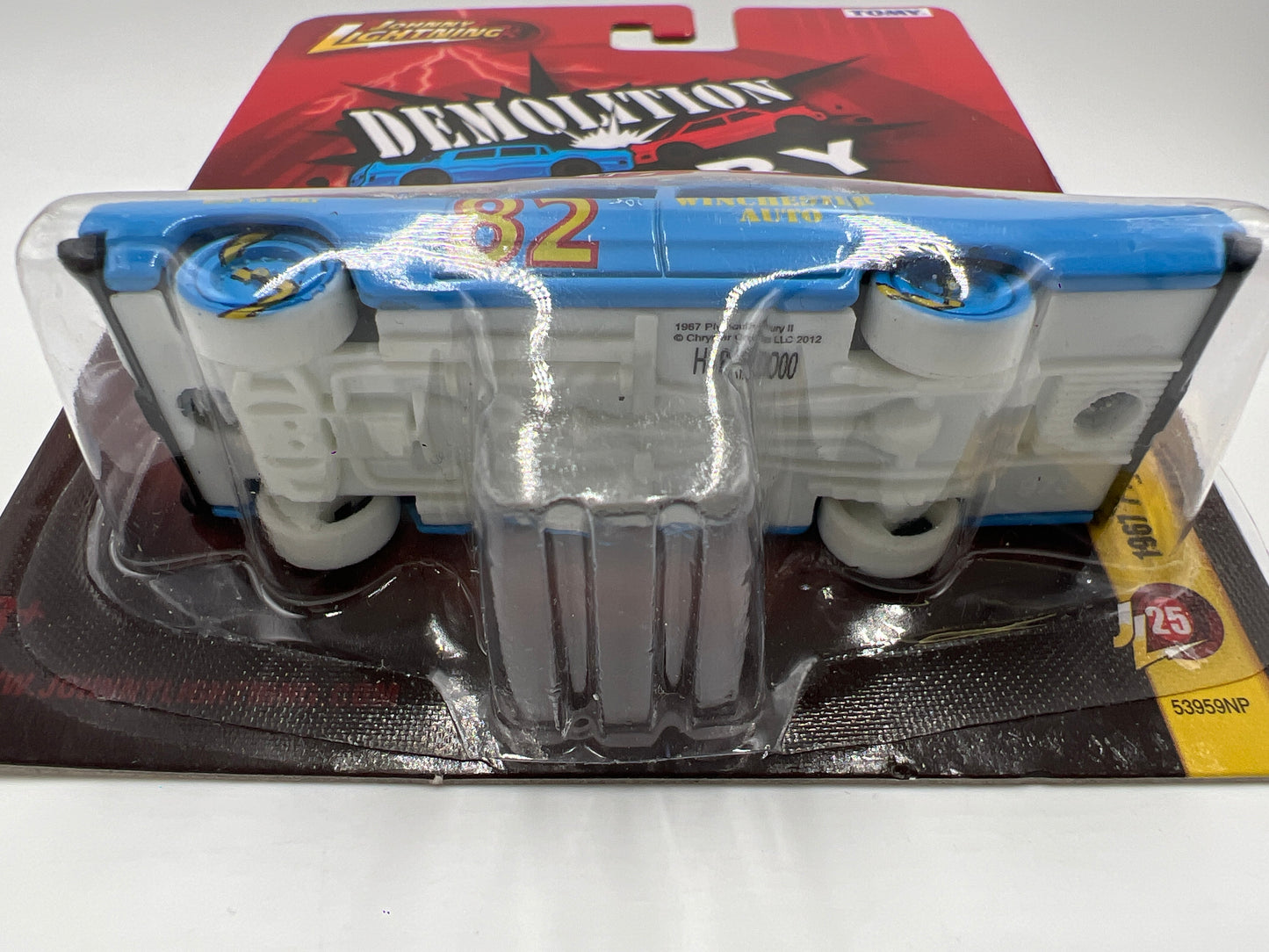 Johnny Lightning Demolition Derby JL25 1967 Plymouth Fury II Light Blue White Lightning Chase W/Protector VHTF