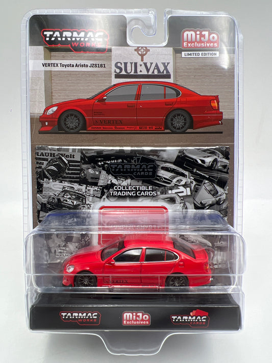 Tarmac Works Mijo Exclusives #81 VERTEX Toyota Aristo JZS161 Red W/Trading Cards