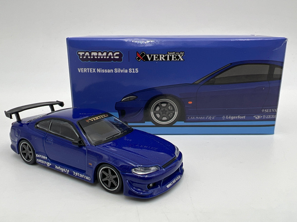 Tarmac Works x Global 64 VERTEX Nissan Silvia S15 Blue Box Not Perfect