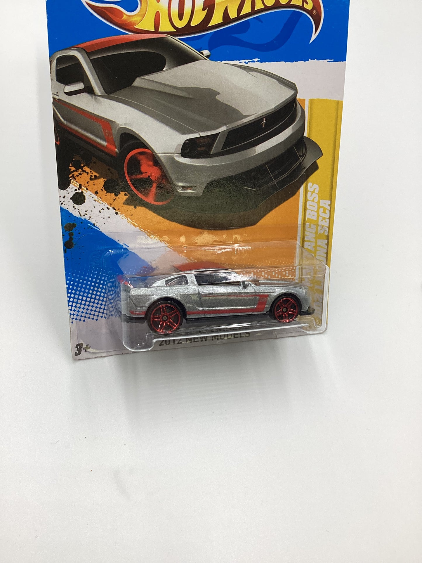 2012 Hot Wheels #8 2012 Mustang Boss 302 Laguna Seca Silver *Cracked Blister* 24H