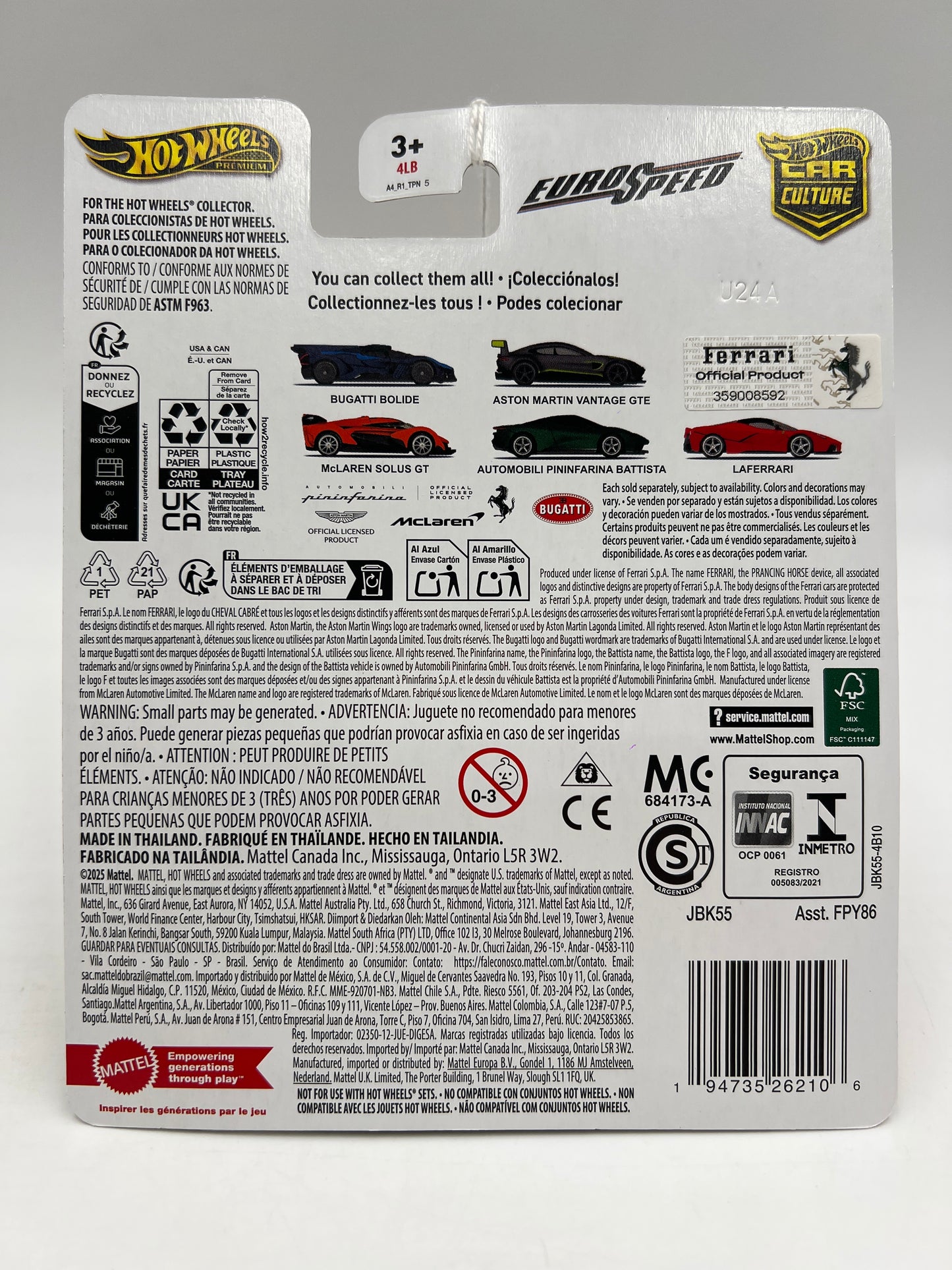 2025 Hot Wheels Car Culture Premium Euro Speed #3 LaFerrari Red 258C