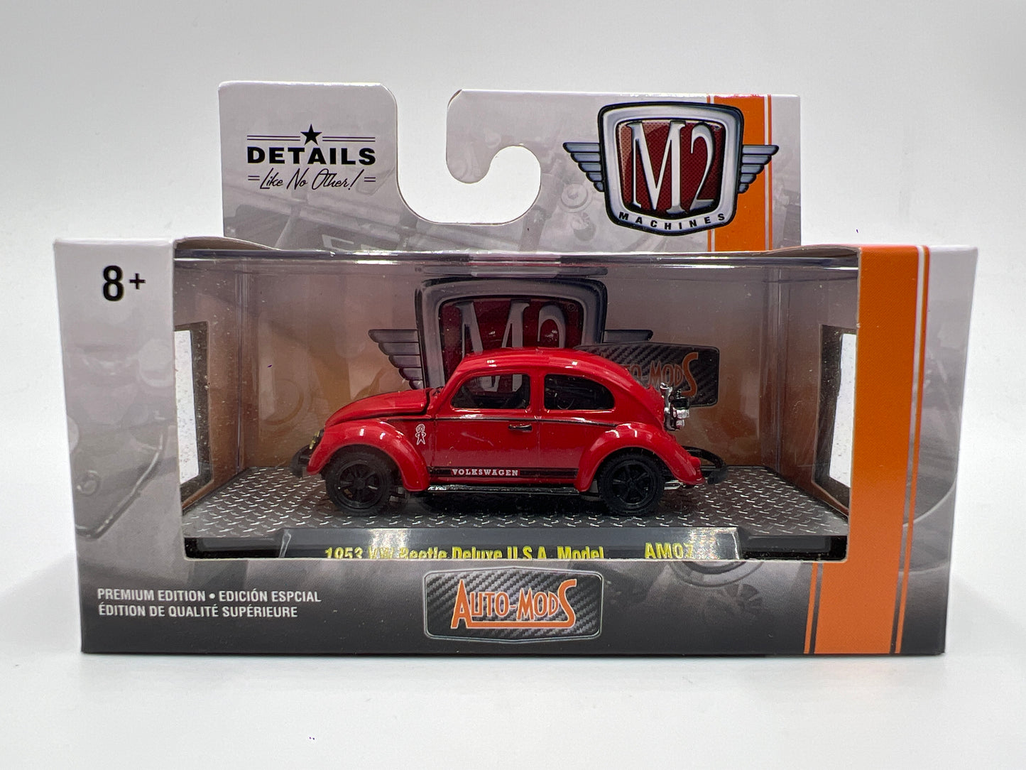M2 Machines Auto-Mods 1953 VW Beetle Deluxe U.S.A. Model Red AM07